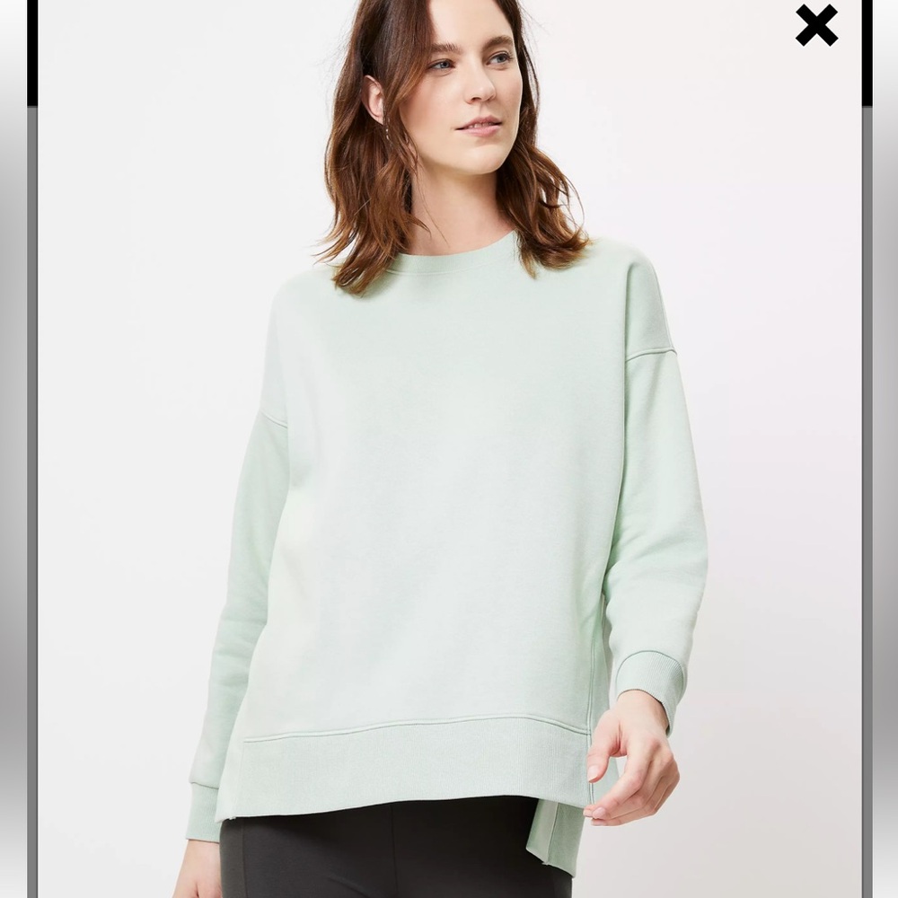 LOU & GREY FLEECEBACK SWEATSHIRT, mint green, athlesiure, pilates yoga, workout